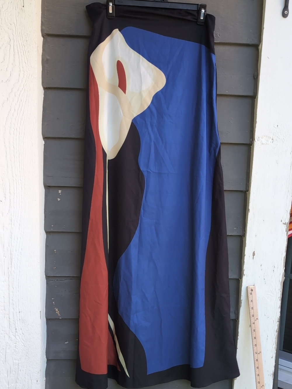 Colorblock Maxi Skirt in Blue, Black, Rust & Cream Size 2XL